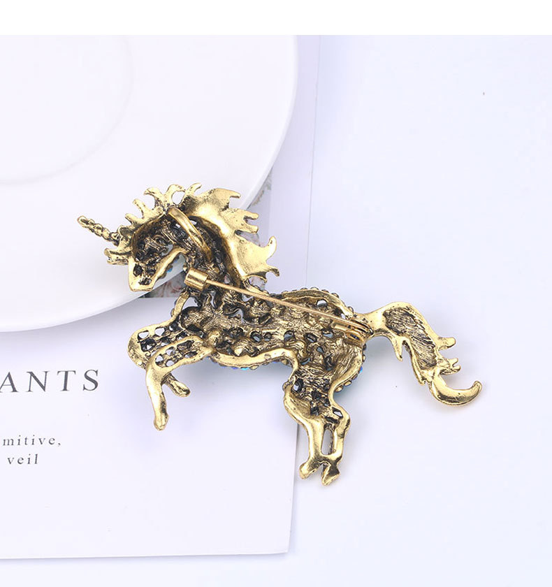 European and American Fashion Crystal Unicorn Brooch Plating Ancient & Gold Retro Animal Corsage Women's Clothing Accessories Pin Wholesale European and American Fashion Crystal Unicorn Brooch Plating Ancient & Gold Retro Animal Corsage Women's Clothing Accessories Pin Wholesale