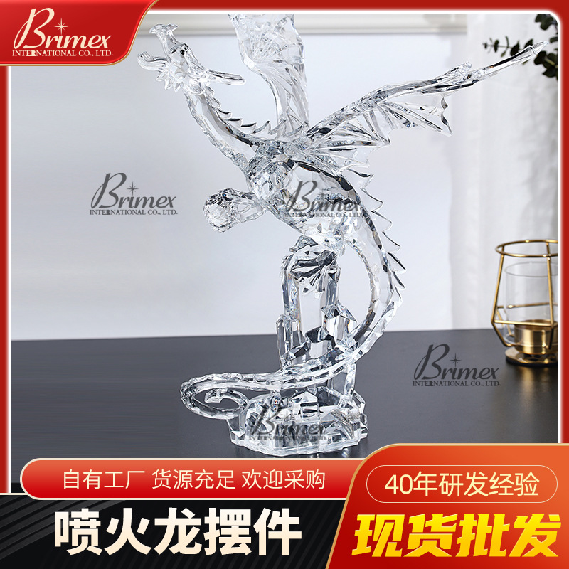 Luminous Base Decoration Transparent Acrylic Creative Ornament Acrylic Artware Desktop Fire-Spraying Crystal Animal