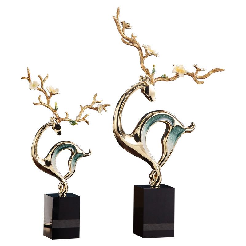 Light Luxury Enamel Sika Deer Decoration Crystal Desktop Creativity Living Room Home Decoration Crystal Animal