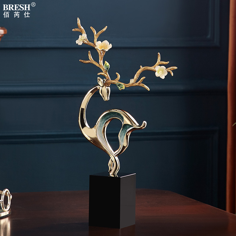 Light Luxury Enamel Sika Deer Decoration Crystal Desktop Creativity Living Room Home Decoration Crystal Animal