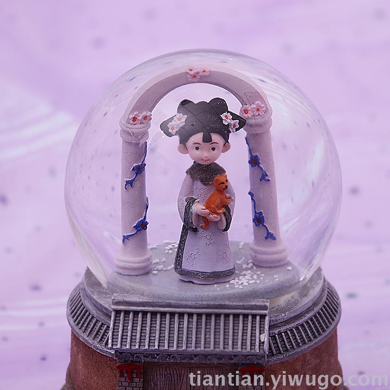 Resin decorated a classical beauty Crystal Ball music box dream luminous Snowflake Music box