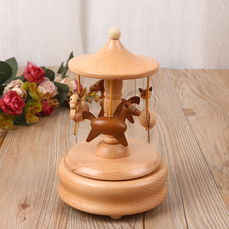 merry-go-round model original wood color music box fashion octave gifts good