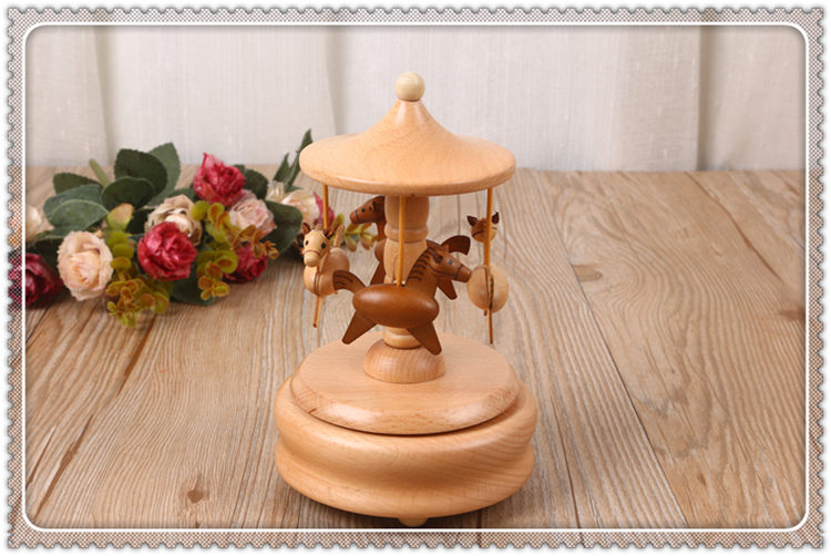 merry-go-round model original wood color music box fashion octave gifts good merry-go-round model original wood color music box fashion octave gifts good
