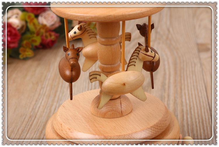 merry-go-round model original wood color music box fashion octave gifts good merry-go-round model original wood color music box fashion octave gifts good
