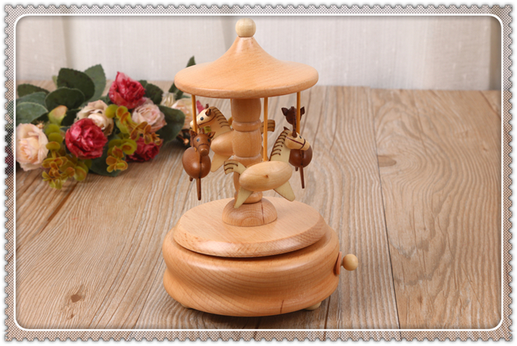 merry-go-round model original wood color music box fashion octave gifts good merry-go-round model original wood color music box fashion octave gifts good