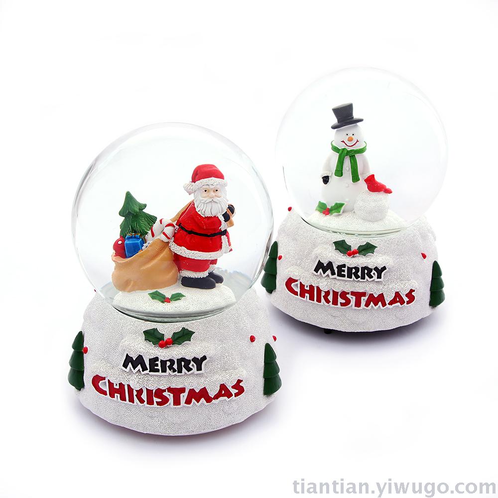 Resin craft Presents Santa's Crystal Ball Music box, Christmas Glow and Snowflake music box Resin craft Presents Santa's Crystal Ball Music box, Christmas Glow and Snowflake music box