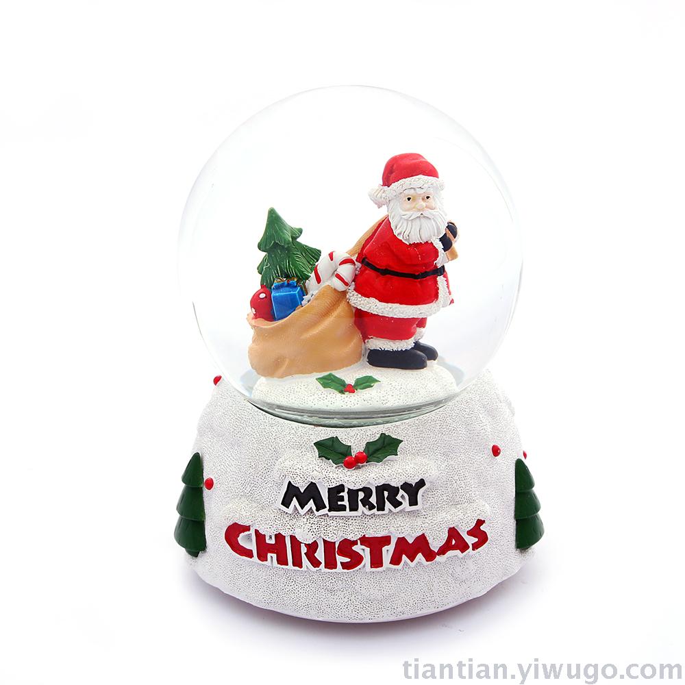 Resin craft Presents Santa's Crystal Ball Music box, Christmas Glow and Snowflake music box Resin craft Presents Santa's Crystal Ball Music box, Christmas Glow and Snowflake music box