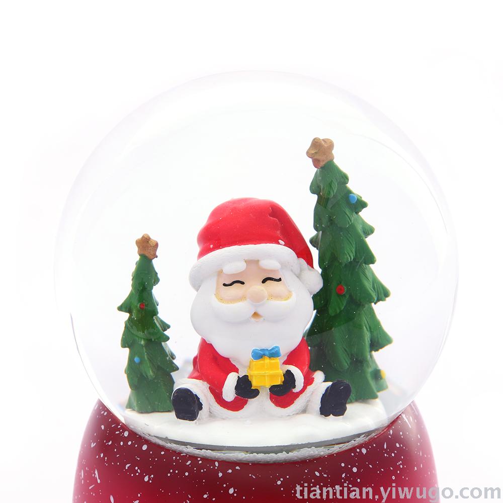 Resin craft Set up a Christmas Crystal ball box, Santa Claus driving snowflake music box