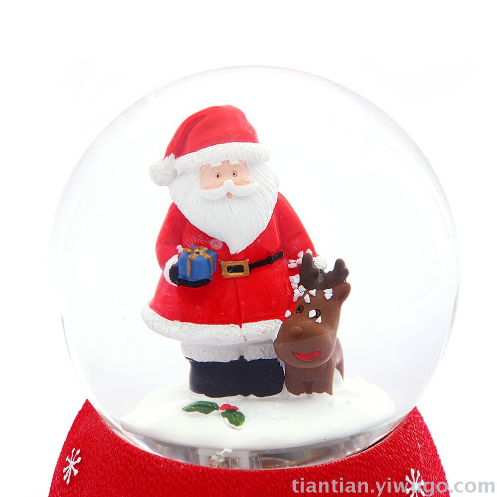 Resin craft Christmas Crystal ball box Snowman Santa Claus glow Snowflake music box