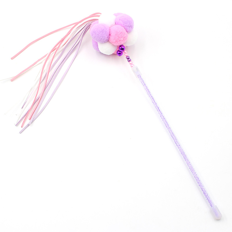 Fairy Cat Teaser 40cm Cat Toy Handmade Tassel Magic Wand Pompons Pet Toy in Stock Wholesale