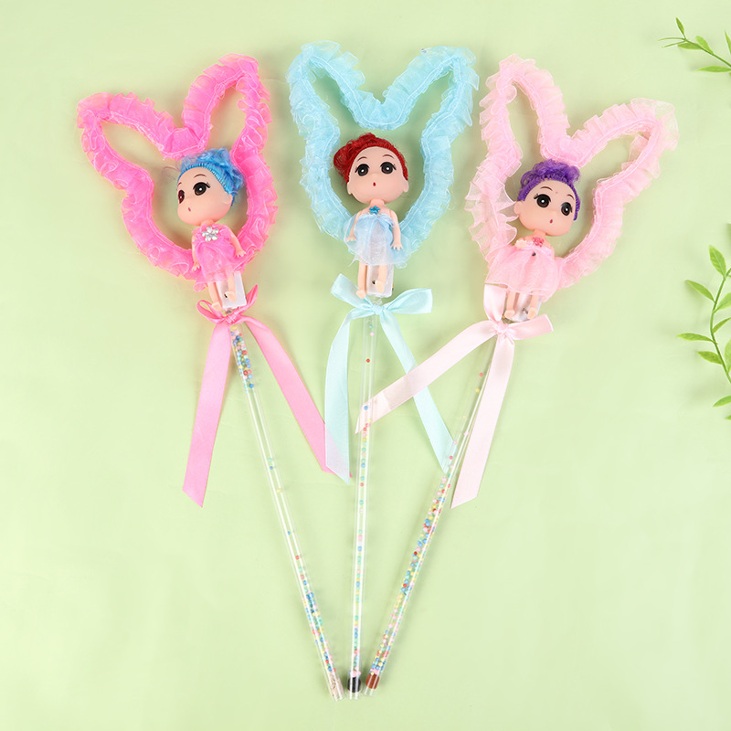 Cute Glowing Angel Magic Wand Color Bow Fairy Wand Electronic Light Sticks Cartoon Doll Glow Stick