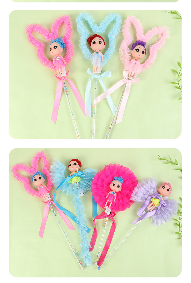 Cute Glowing Angel Magic Wand Color Bow Fairy Wand Electronic Light Sticks Cartoon Doll Glow Stick Cute Glowing Angel Magic Wand Color Bow Fairy Wand Electronic Light Sticks Cartoon Doll Glow Stick