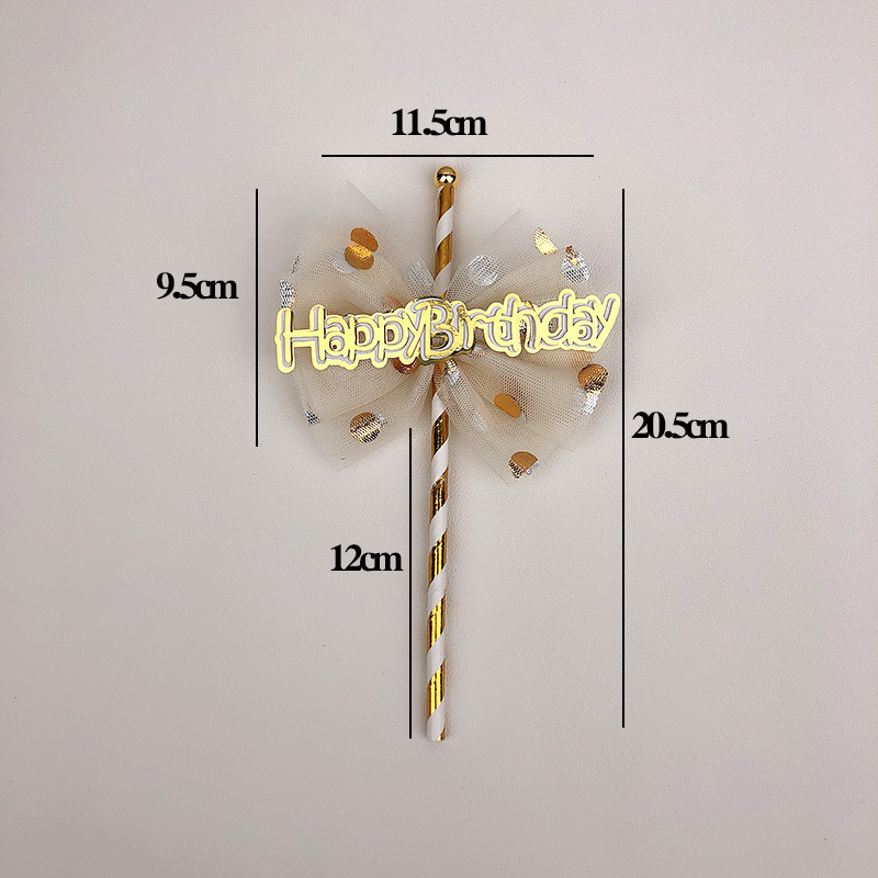 Creative Ins Style Cake Decoration Straw Mesh Bow Decoration Magic Wand Plug-in Fairy Wand