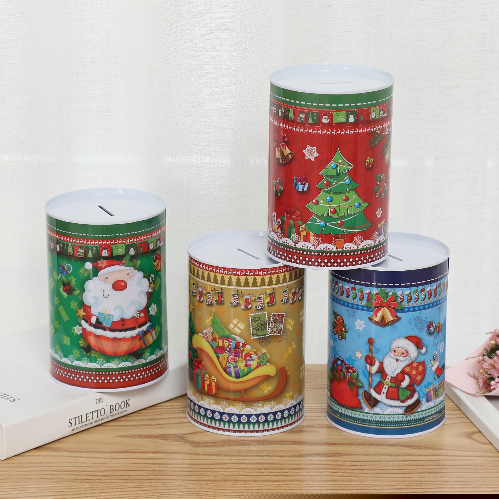 Tinplate Piggy Bank round Cartoon Creative Coin Savings Bank Metal Tin Cans Customized Wholesale