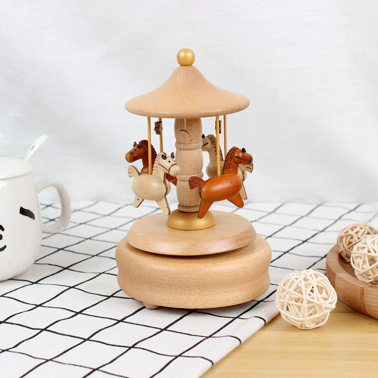 Creative Rotational Trojan Music Box Music Box Wooden Sky City Birthday Gift for Girls Practical Gift for Girlfriend Creative Rotational Trojan Music Box Music Box Wooden Sky City Birthday Gift for Girls Practical Gift for Girlfriend