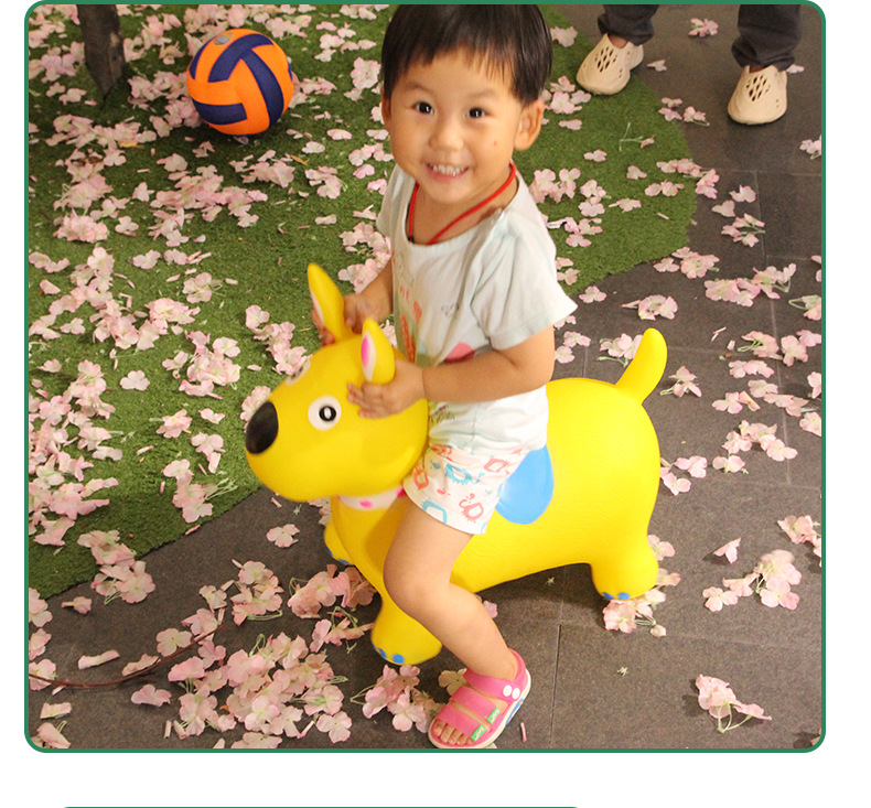 Kindergarten Children's Mount Inflatable Leather Trojan Horse Jumping Horse Jumping Dog Extra Large Thickened Painted Dog Pet Toy
