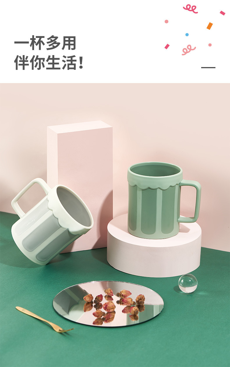 Creative Rotational Trojan Horse Two-Color Cups Household Living Room Bedroom Plastic Mark Cup Large Capacity Handle Water Cup