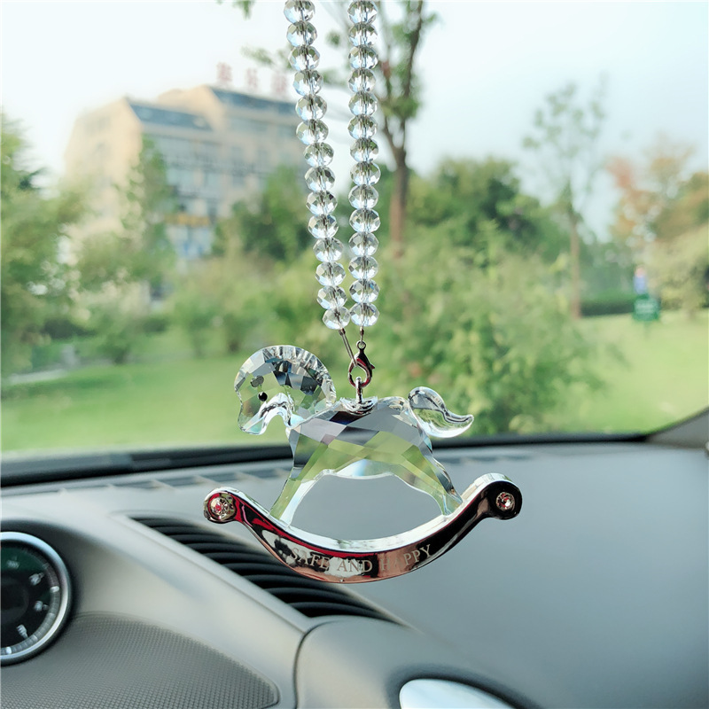 Crystal Pendant Creative Trojan Car Accessories Rearview Mirror Pendant Car Lady Car Hanging Cute Interior Decorations
