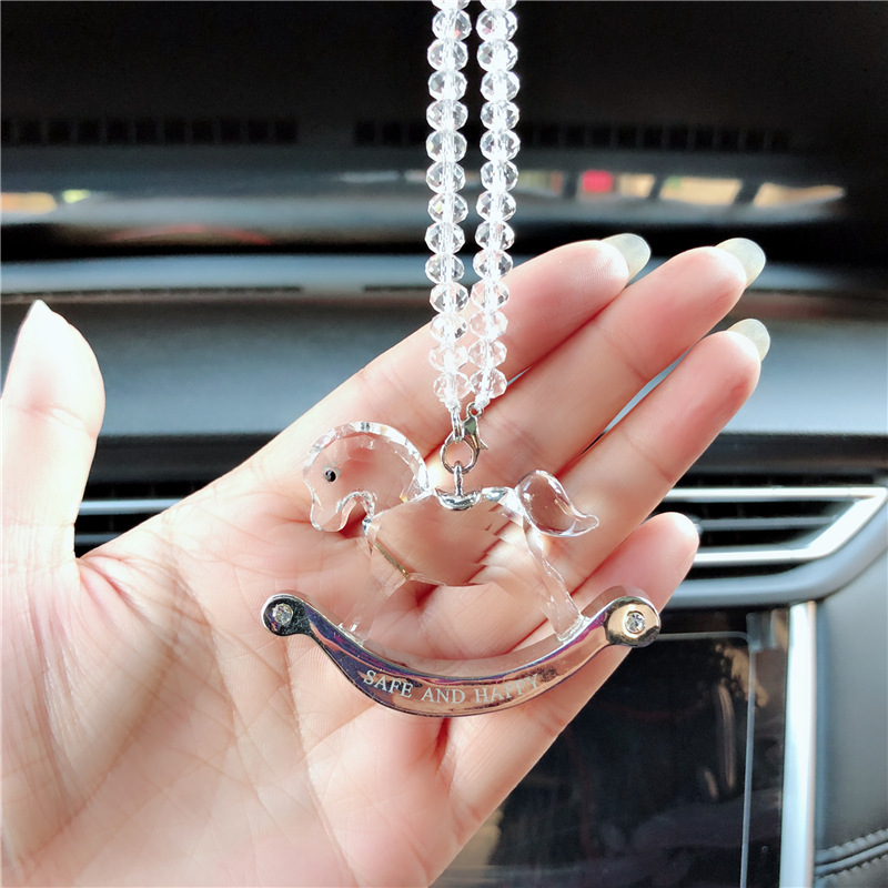 Crystal Pendant Creative Trojan Car Accessories Rearview Mirror Pendant Car Lady Car Hanging Cute Interior Decorations