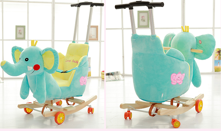 Children's Wooden Horse Rocking Horse Dual-Use Solid Wood Kiddie Ride Baby Toys Baby Rocking Chair with Trojan Children's Wooden Horse Rocking Horse Dual-Use Solid Wood Kiddie Ride Baby Toys Baby Rocking Chair with Trojan
