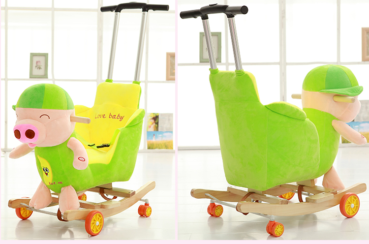 Children's Wooden Horse Rocking Horse Dual-Use Solid Wood Kiddie Ride Baby Toys Baby Rocking Chair with Trojan Children's Wooden Horse Rocking Horse Dual-Use Solid Wood Kiddie Ride Baby Toys Baby Rocking Chair with Trojan