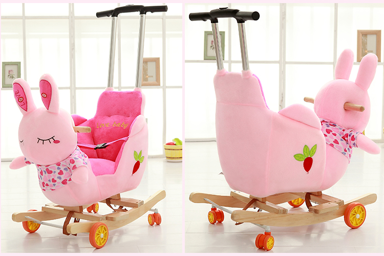 Children's Wooden Horse Rocking Horse Dual-Use Solid Wood Kiddie Ride Baby Toys Baby Rocking Chair with Trojan Children's Wooden Horse Rocking Horse Dual-Use Solid Wood Kiddie Ride Baby Toys Baby Rocking Chair with Trojan