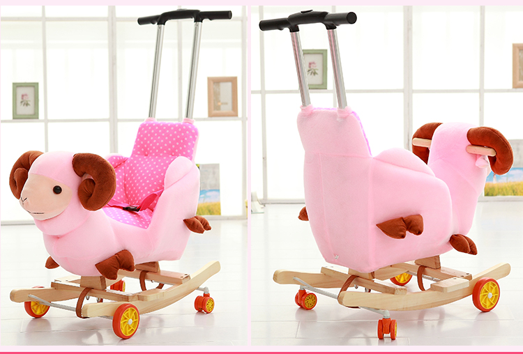 Children's Wooden Horse Rocking Horse Dual-Use Solid Wood Kiddie Ride Baby Toys Baby Rocking Chair with Trojan Children's Wooden Horse Rocking Horse Dual-Use Solid Wood Kiddie Ride Baby Toys Baby Rocking Chair with Trojan