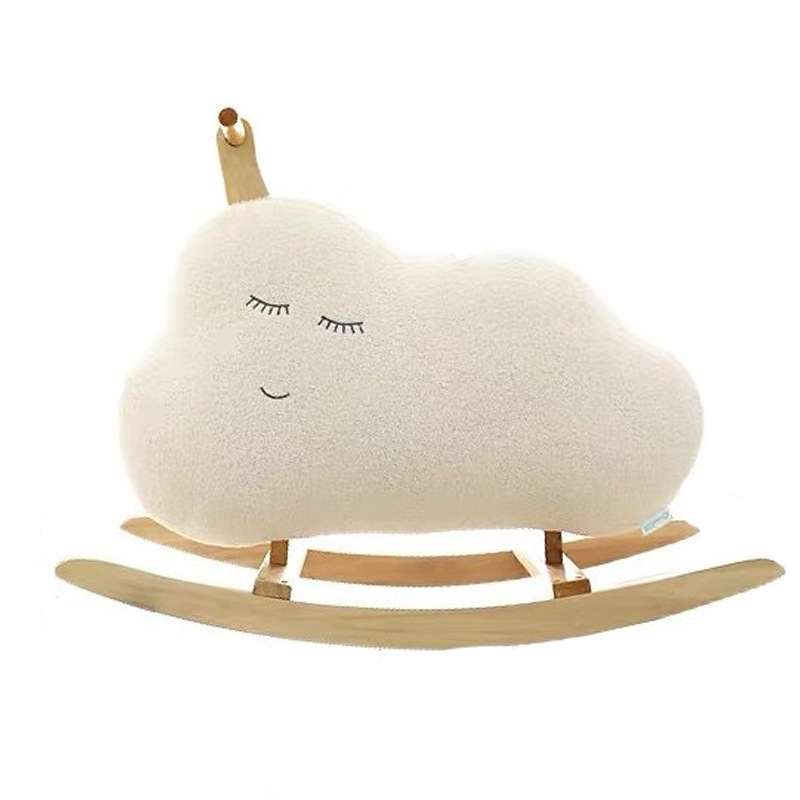 Korean Ins Children&#039;s Toy Trojan Baby Rocking Horse Solid Wood Adult Sitting Trojan