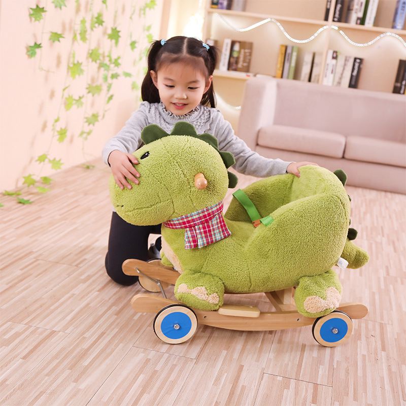 Children&#039;s Small Wooden Horse Solid Wood Rocking Horse Toys Toy for One Year Old Baby One-Year-Old Trojan