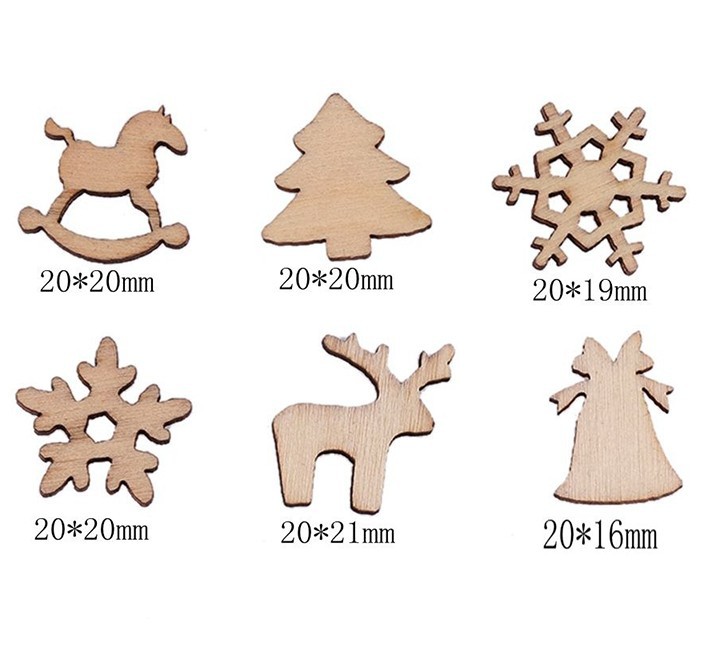 Spot Christmas Cartoon Snowflake Wood Slice Christmas Tree Christmas Trojan Deer DIY Handmade Accessories 100 Pcsbag
