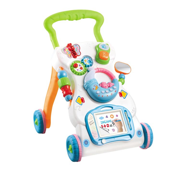 Infant Baby Walker Baby Carriage Music Baby Walker Adjustable Speed Anti-Rollover Baby Kids Bike Toy