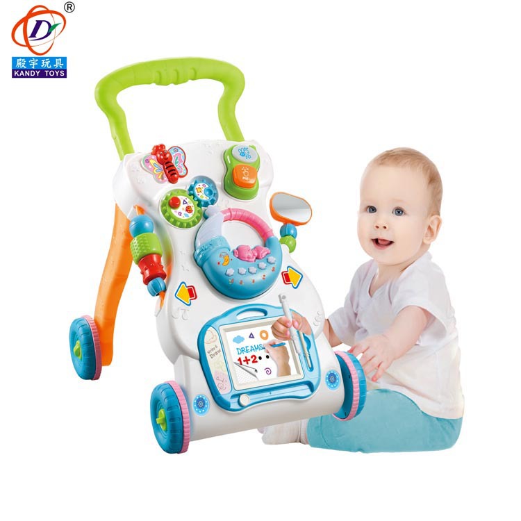 Infant Baby Walker Baby Carriage Music Baby Walker Adjustable Speed Anti-Rollover Baby Kids Bike Toy