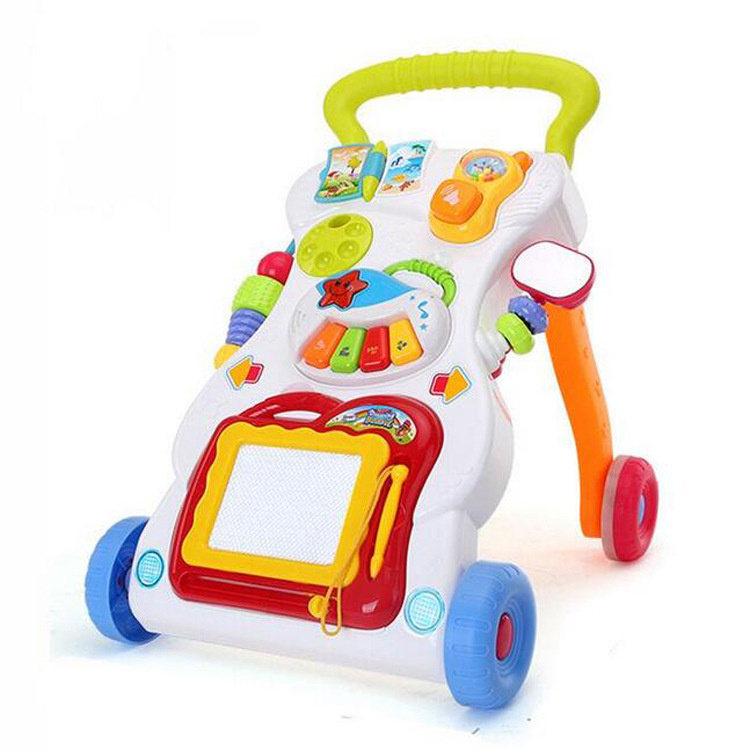 Infant Baby Walker Baby Carriage Music Baby Walker Adjustable Speed Anti-Rollover Baby Kids Bike Toy