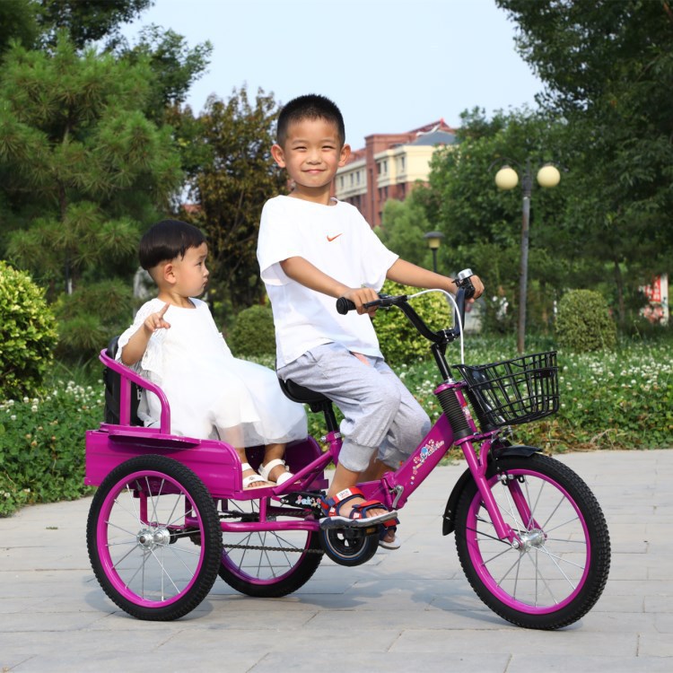 Baby Bike Children&#039;s Pedal Tricycle Large 16-Inch Boys and Girls Folding Twin Bicycle for 3-6-8-10 Years Old