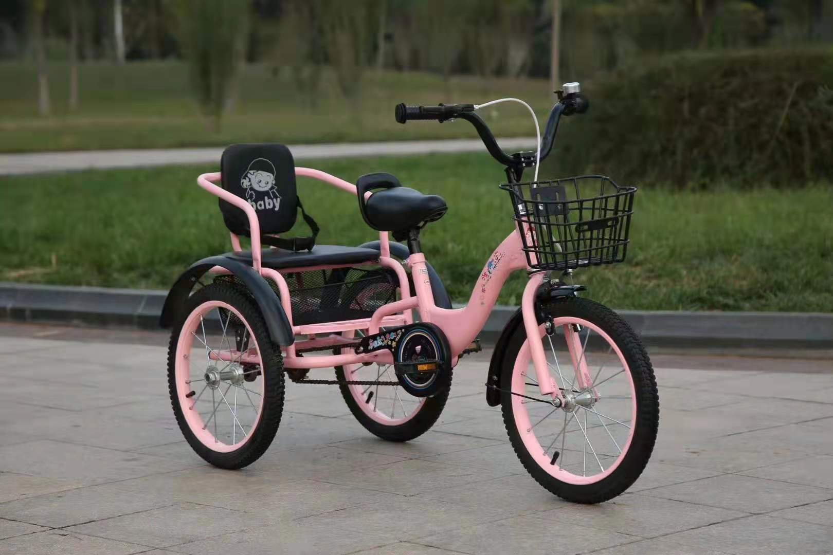 Baby Bike Children's Pedal Tricycle Large 16-Inch Boys and Girls Folding Twin Bicycle for 3-6-8-10 Years Old