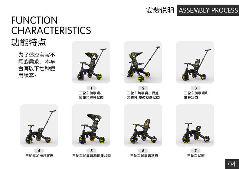 SOURCE Factory Uonibaby Multi-Functional Children's Tricycle Five-in-One Walk the Children Fantstic Product Baby Bike SOURCE Factory Uonibaby Multi-Functional Children's Tricycle Five-in-One Walk the Children Fantstic Product Baby Bike