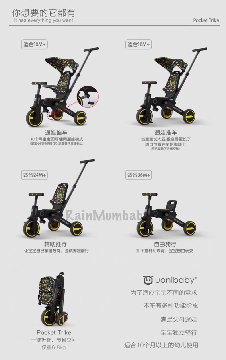 SOURCE Factory Uonibaby Multi-Functional Children's Tricycle Five-in-One Walk the Children Fantstic Product Baby Bike SOURCE Factory Uonibaby Multi-Functional Children's Tricycle Five-in-One Walk the Children Fantstic Product Baby Bike