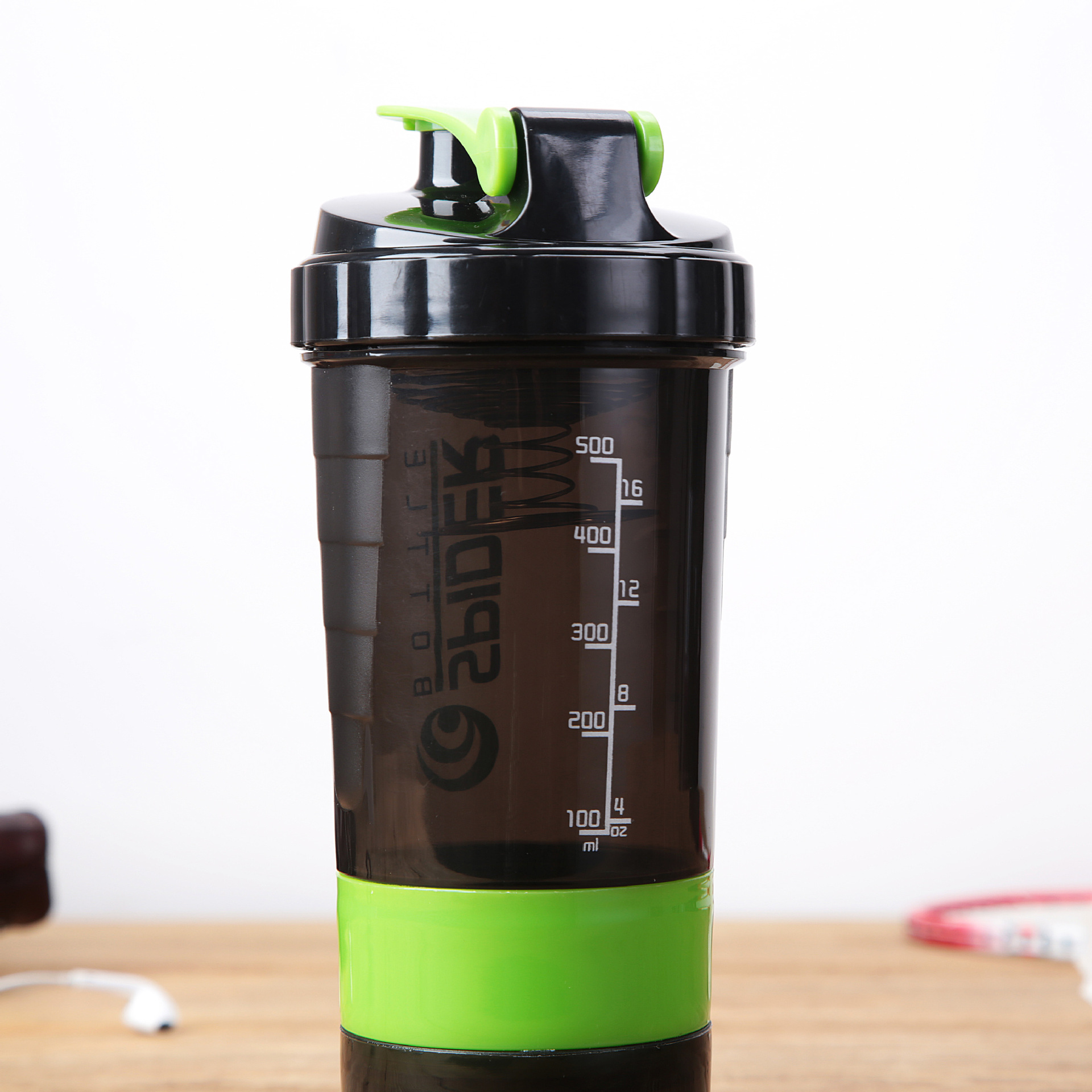 Spider Fitness Exercise Shake Cup Food Grade Double-Layer Plastic Cup Dried Egg White Three-Section Shake Cup