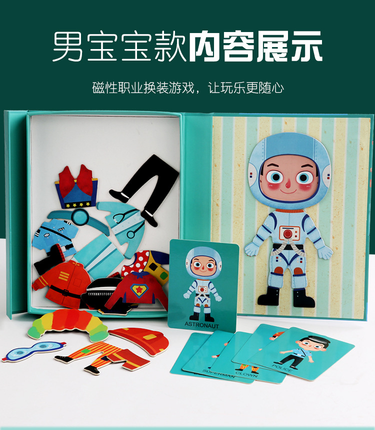 Wooden Children's Mental Exercise Sticker Magnetic Professional Dressing Puzzle Wooden Enlightening Early Education Toy Intelligence 3-6 Years Old Baby Wooden Children's Mental Exercise Sticker Magnetic Professional Dressing Puzzle Wooden Enlightening Early Education Toy Intelligence 3-6 Years Old Baby