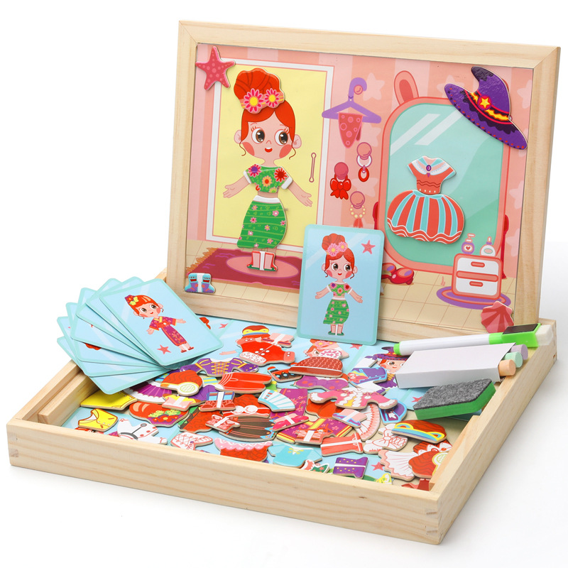 MWZ Educational Toys Magnetic Zodiac Cartoon Girl Dress up Joypin Drawing Magnetic Toy