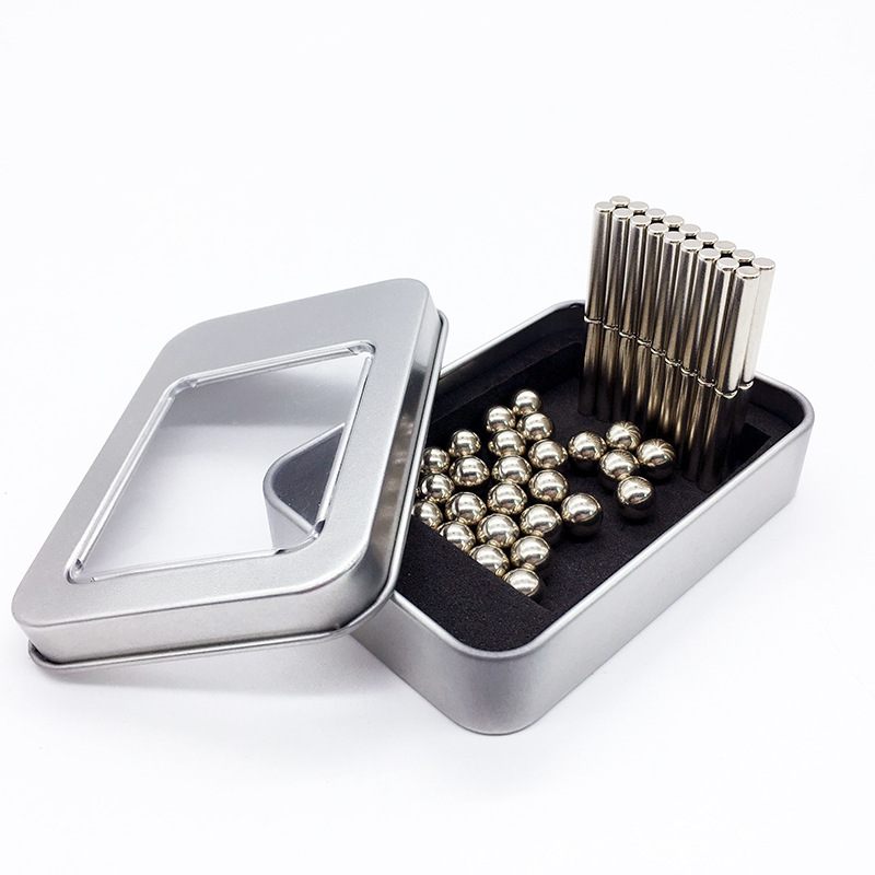 Buck Ball Silver Color Color Magnetic Rod Set 36 Sticks 27 Ductile Iron Boxed Assembling Building Blocks Fancy Toy
