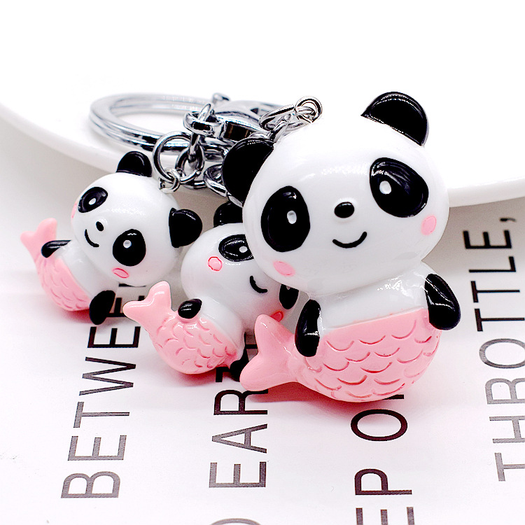 Cartoon Cute Creative Handmade Resin Panda Keychain Men and Women Handbag Pendant Tourist souvenir