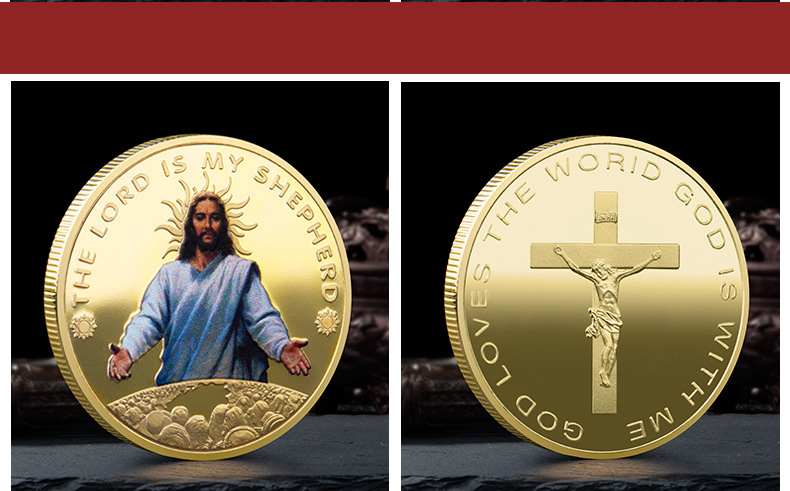Commemorative Coin Foreign Trade GoldPlated Silver Coins Religious Belief Souvenir Coin Collection Currently Available