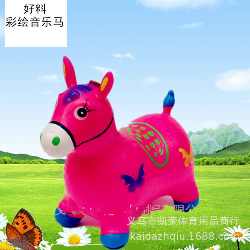 Children&#039;s music jump horse inflatable horse painting horse mount plus thick environmental protection inflatable horse rubber toy