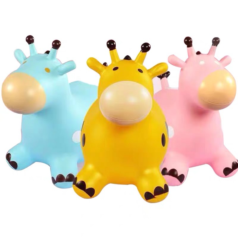 Elf Unicorn Horse Stall Toy Horse PVC Large Children plus-Sized Thick Inflatable Horse Music Painted Jumping Horse