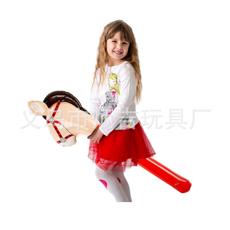 Amazon New Inflatable Horse Head Stick Inflatable Horse Stick Animal Head PVC Children Toy Stick Animal Long Stick
