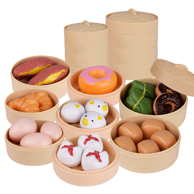 Free Shipping One Piece Dropshipping 84-Piece Set Steamer Steamed Stuffed Bun Set Fruit Cut Children&#039;s Kitchen Play House Toys