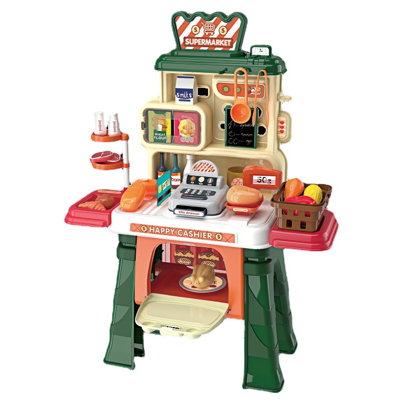Bowa Children role play toys Simulation Supermarket Shopping Dessert Table Set Parent-Child Play House Toys 8135