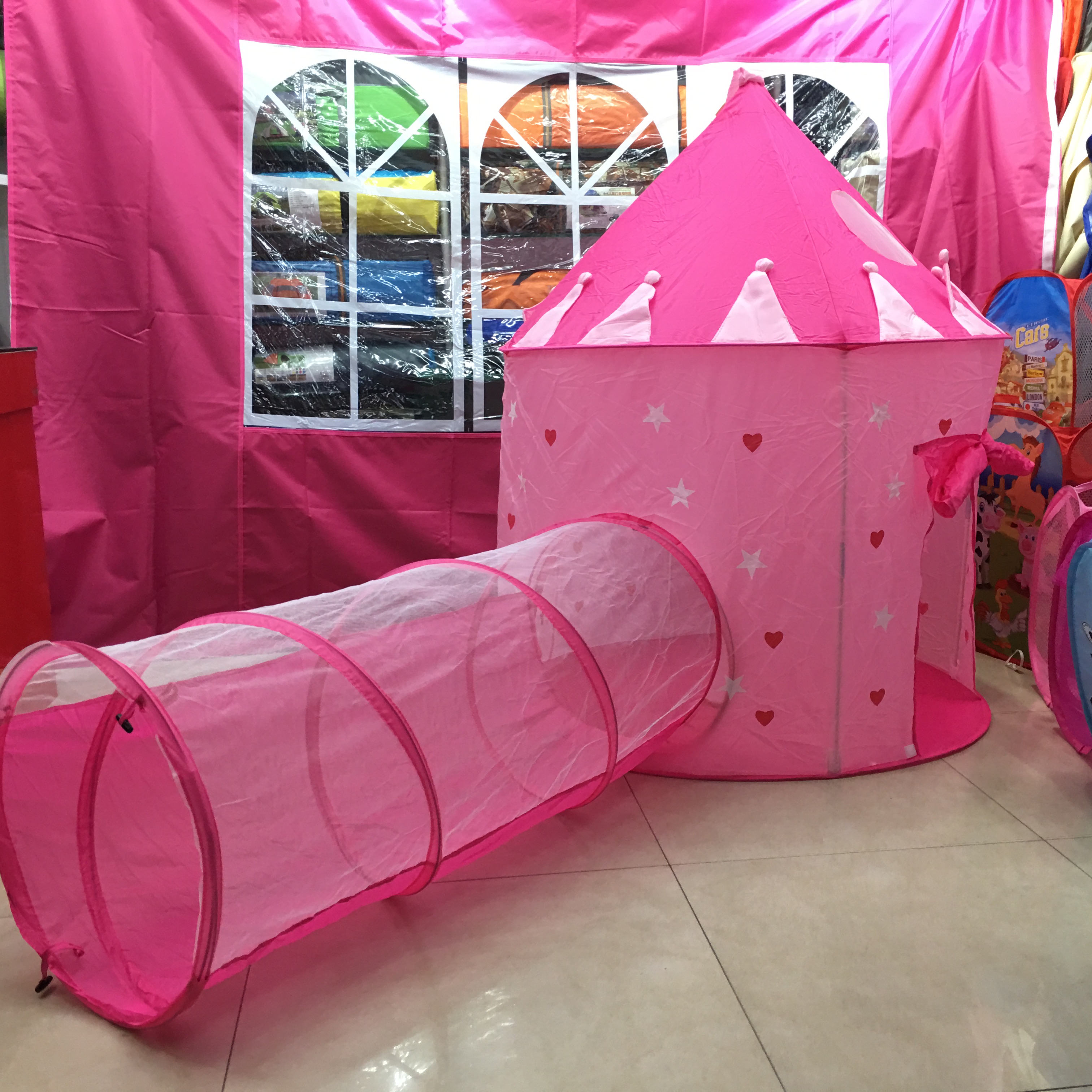 In Stock Wholesale Children&#039;s Tent Indoor Toy Play House Folding Luminous Yurt Two-Piece Princess Castle
