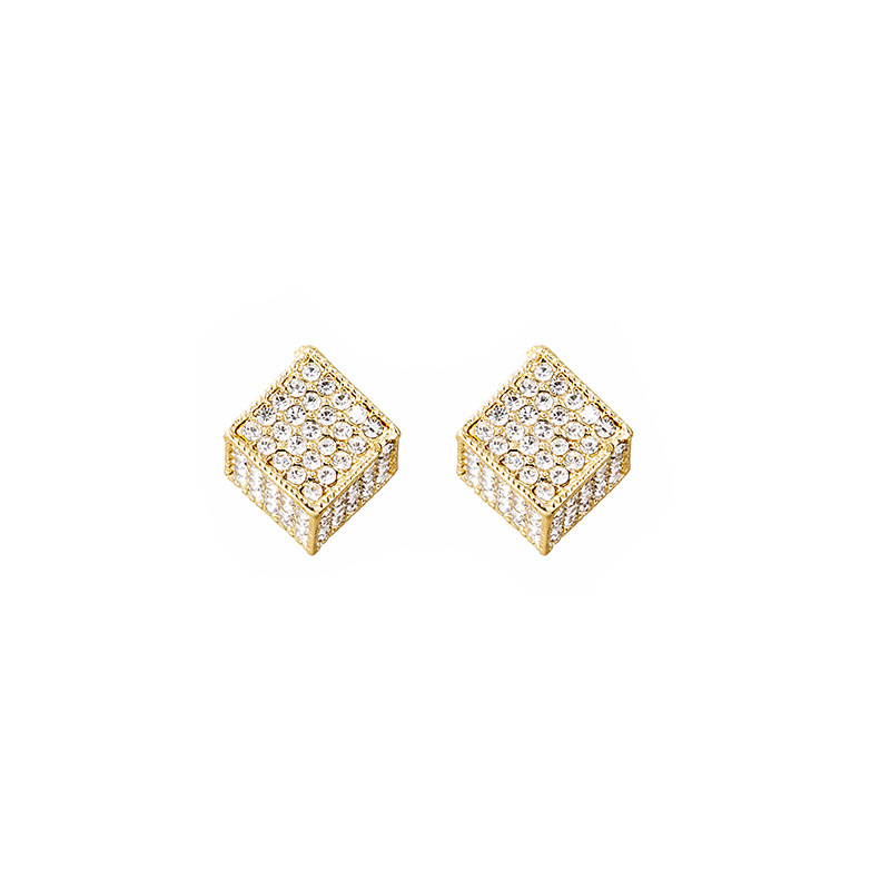 Silver Needle South Korea Dongdaemun Diamond Magic Cube Stud Earrings Exquisite Refined Grace Small Cute Earrings Earrings Eardrops